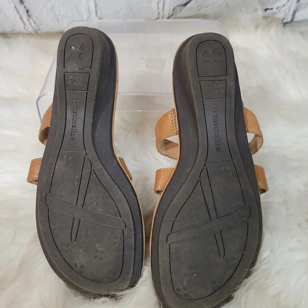NATURALIZER N5 Comfort Sandals Womens Sz 11‎ Tan Slip On Summer Shoe Backless